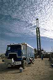 logging truck at wellsite